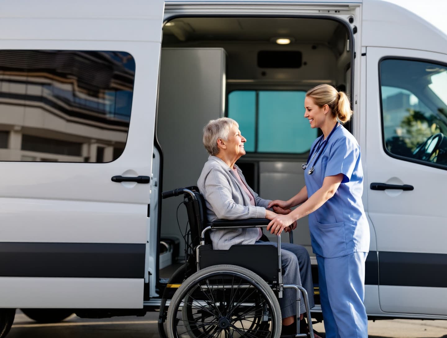 woman getting out a van